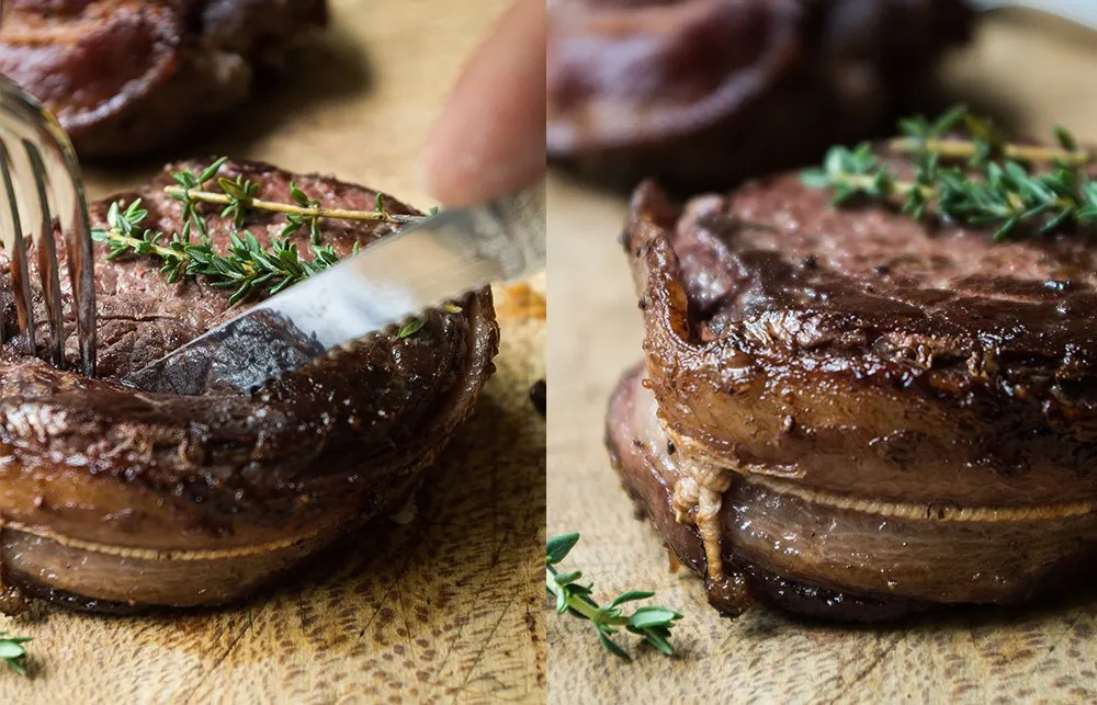 bacon wrapped onto meat