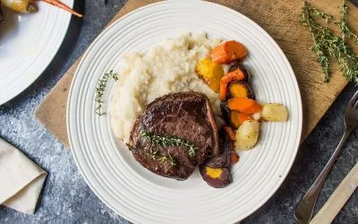 Wild Game meat grilled to Perfection Pan-Seared Bacon-Wrapped Elk Medallions (Bison and Venison also great choices)